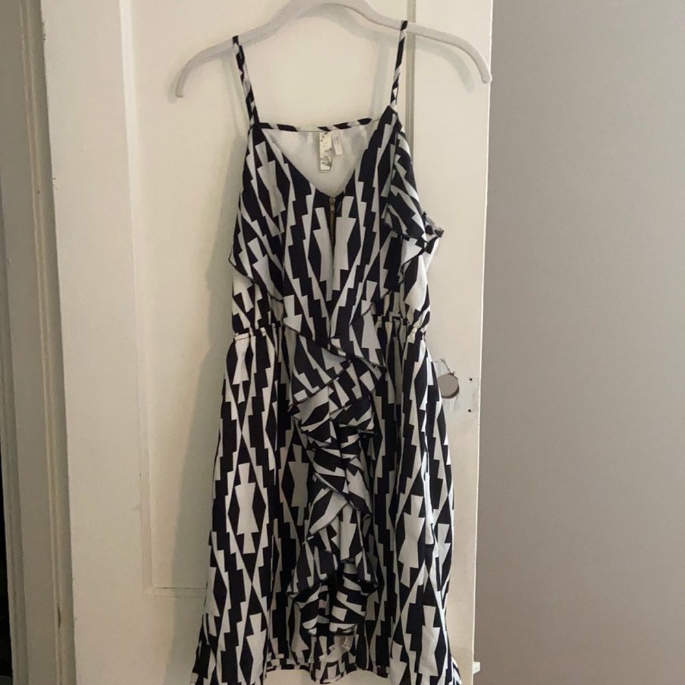 Black and white ruffled dress